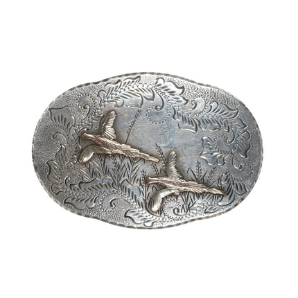 Vintage 10k/Sterling Black Hill's Gold hand engraved belt buckle - Estate Fresh Austin