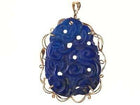 Vintage 14k Chinese Carved Lapis Lazuli pendant - Estate Fresh Austin