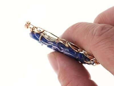Vintage 14k Chinese Carved Lapis Lazuli pendant - Estate Fresh Austin