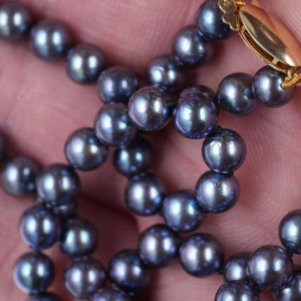 Vintage 14k clasp 18" 5-6mm grey Tahitian south sea cultured pearl necklace - Estate Fresh Austin