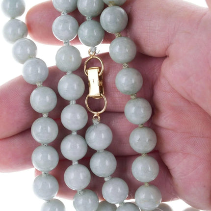 Vintage 14k clasp Jadeite beaded necklace - Estate Fresh Austin