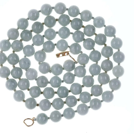Vintage 14k clasp Jadeite beaded necklace - Estate Fresh Austin