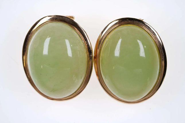 Vintage 14k gold/ Jade Clip on Earrings PTJ - Estate Fresh Austin