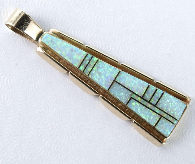 Vintage 14K gold opal Pendant by Navajo J Nelson - Estate Fresh Austin