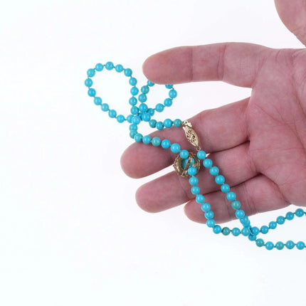 Vintage 14k gold Turquoise beaded necklace - Estate Fresh Austin