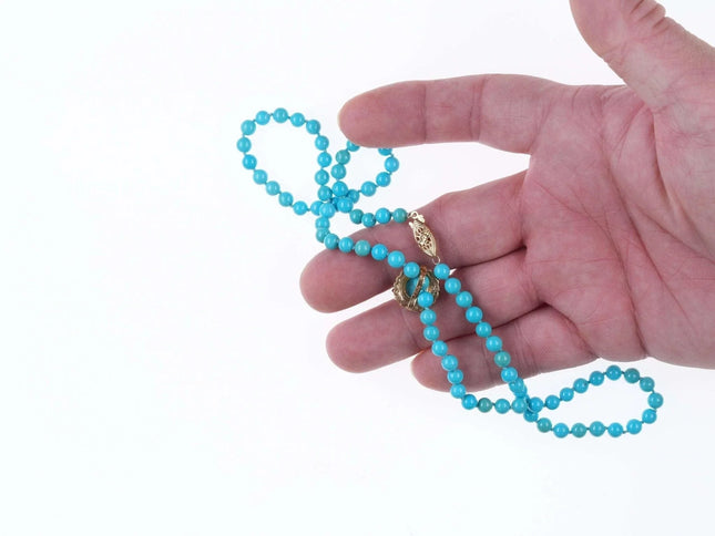 Vintage 14k gold Turquoise beaded necklace - Estate Fresh Austin
