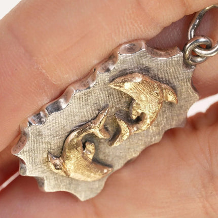 Vintage 14k/sterling two dolphins pendant charm - Estate Fresh Austin
