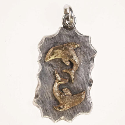 Vintage 14k/sterling two dolphins pendant charm - Estate Fresh Austin
