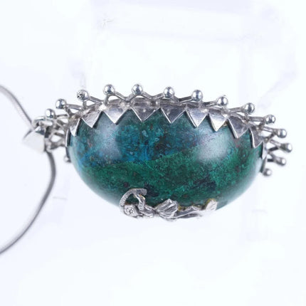 Vintage 26" sterling Chrysocolla necklace/pendant - Estate Fresh Austin