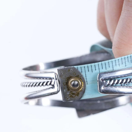 Vintage 6.375" Southwestern Sterling Sonoran Green turquoise cuff bracelet - Estate Fresh Austin