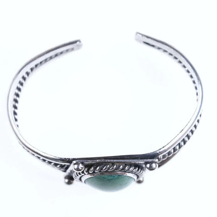Vintage 6.375" Southwestern Sterling Sonoran Green turquoise cuff bracelet - Estate Fresh Austin