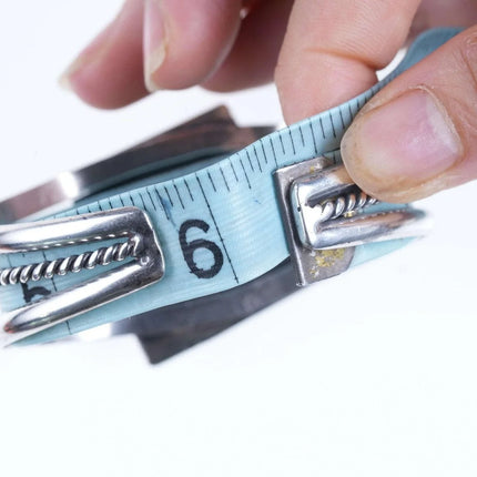 Vintage 6.375" Southwestern Sterling Sonoran Green turquoise cuff bracelet - Estate Fresh Austin