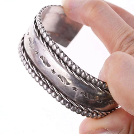 Vintage 6.75" Navajo stamped silver twisted wire bracelet - Estate Fresh Austin