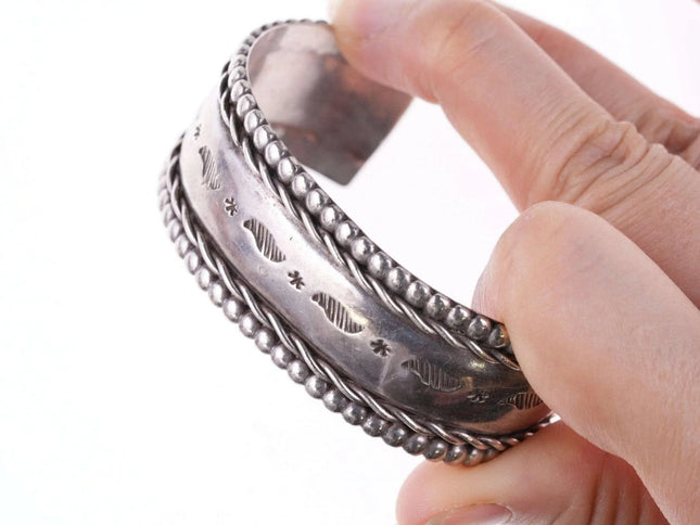 Vintage 6.75" Navajo stamped silver twisted wire bracelet - Estate Fresh Austin