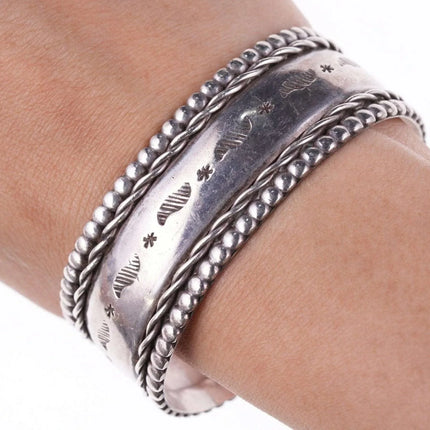 Vintage 6.75" Navajo stamped silver twisted wire bracelet - Estate Fresh Austin