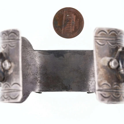 Vintage 7.25" Sterling turqoise/coral cuff bracelet - Estate Fresh Austin