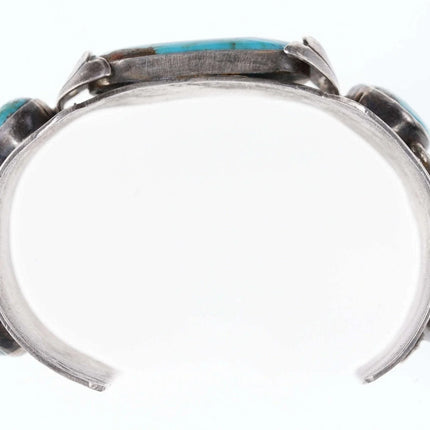 Vintage 7.25" Sterling turqoise/coral cuff bracelet - Estate Fresh Austin