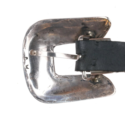 Vintage AJ Native American Sterling turquoise 5/8" ranger belt buckle set - Estate Fresh Austin