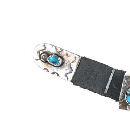 Vintage AJ Native American Sterling turquoise 5/8" ranger belt buckle set - Estate Fresh Austin