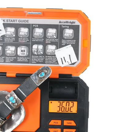 Vintage AJ Native American Sterling turquoise 5/8" ranger belt buckle set - Estate Fresh Austin