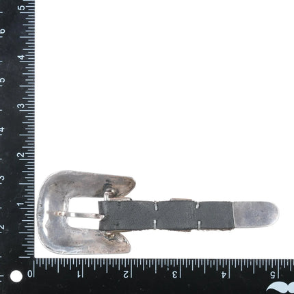 Vintage AJ Native American Sterling turquoise 5/8" ranger belt buckle set - Estate Fresh Austin