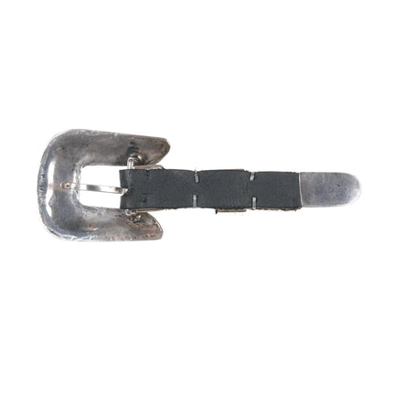 Vintage AJ Native American Sterling turquoise 5/8" ranger belt buckle set - Estate Fresh Austin