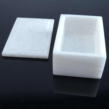 Vintage Alabaster Pietra Dura Natural Stone Mosaic Trinket box - Estate Fresh Austin