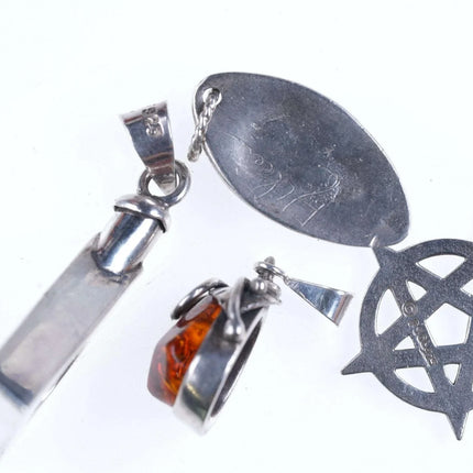 Vintage Amber sterling and other pendants - Estate Fresh Austin