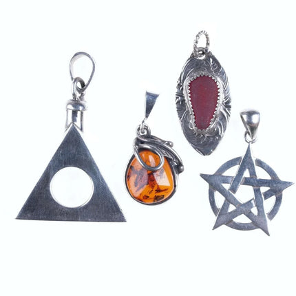 Vintage Amber sterling and other pendants - Estate Fresh Austin