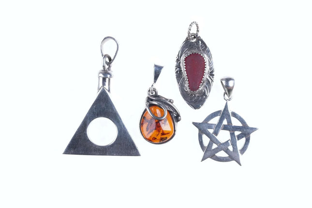 Vintage Amber sterling and other pendants - Estate Fresh Austin