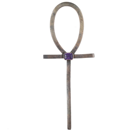 Vintage Ankh 14k gold/Amethyst mounted bronze - Estate Fresh Austin
