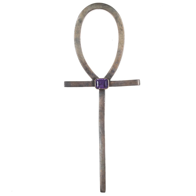 Vintage Ankh 14k gold/Amethyst mounted bronze - Estate Fresh Austin