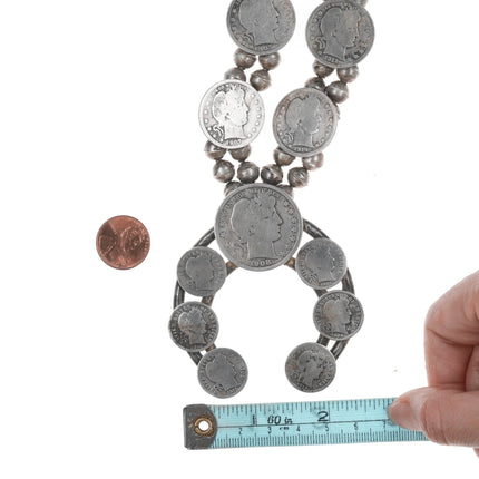 Vintage Antique Silver American Currency Native American Squash Blossom Necklace - Estate Fresh Austin