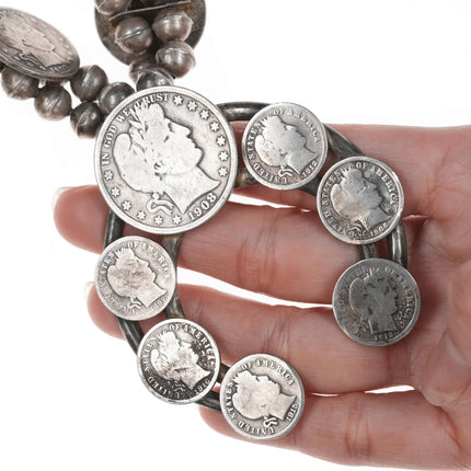 Vintage Antique Silver American Currency Native American Squash Blossom Necklace - Estate Fresh Austin