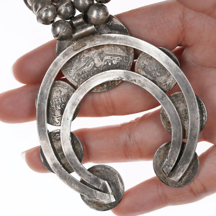 Vintage Antique Silver American Currency Native American Squash Blossom Necklace - Estate Fresh Austin