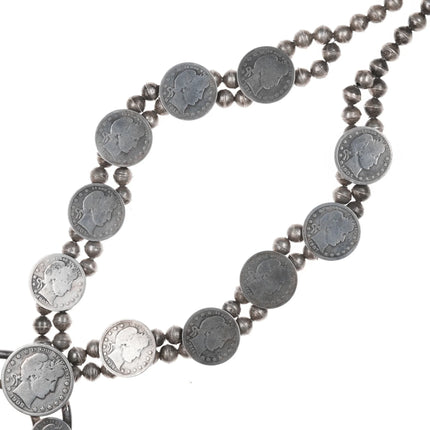 Vintage Antique Silver American Currency Native American Squash Blossom Necklace - Estate Fresh Austin
