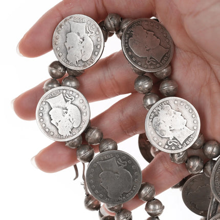 Vintage Antique Silver American Currency Native American Squash Blossom Necklace - Estate Fresh Austin