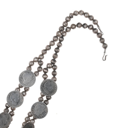 Vintage Antique Silver American Currency Native American Squash Blossom Necklace - Estate Fresh Austin
