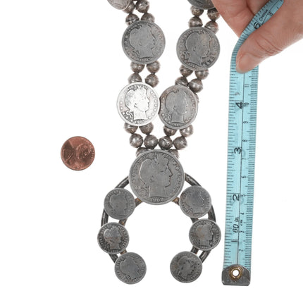 Vintage Antique Silver American Currency Native American Squash Blossom Necklace - Estate Fresh Austin