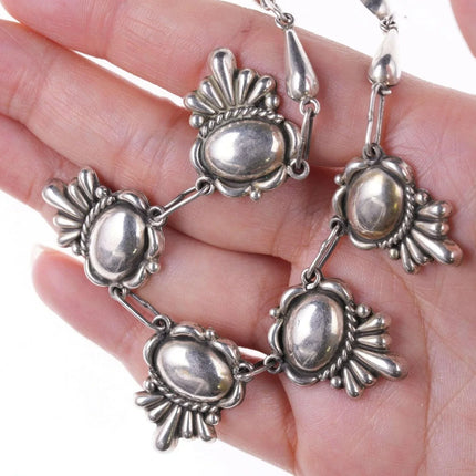 Vintage Art Deco Mexican Sterling and malachite necklace y - Estate Fresh Austin