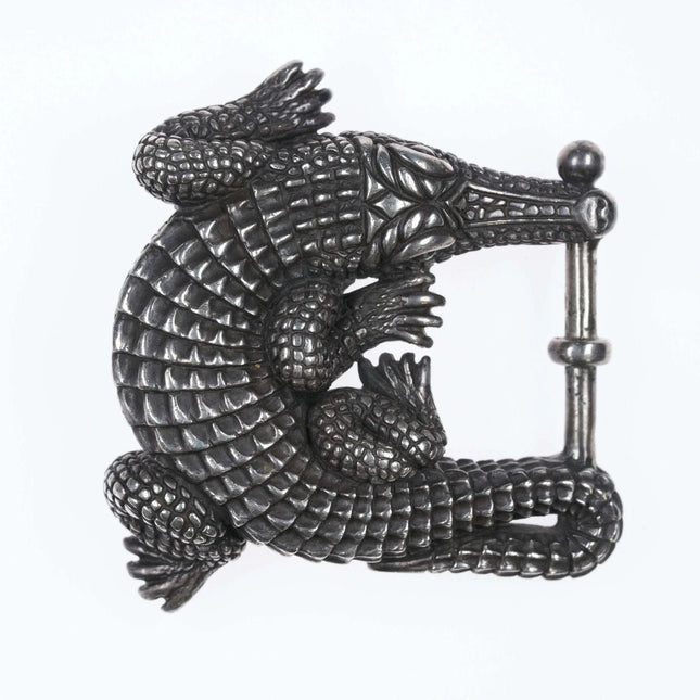 Vintage Barry Kieselstein Cord Sterling Alligator belt buckle - Estate Fresh Austin