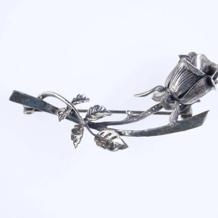 Vintage Beau Sterling rose brooch pin - Estate Fresh Austin