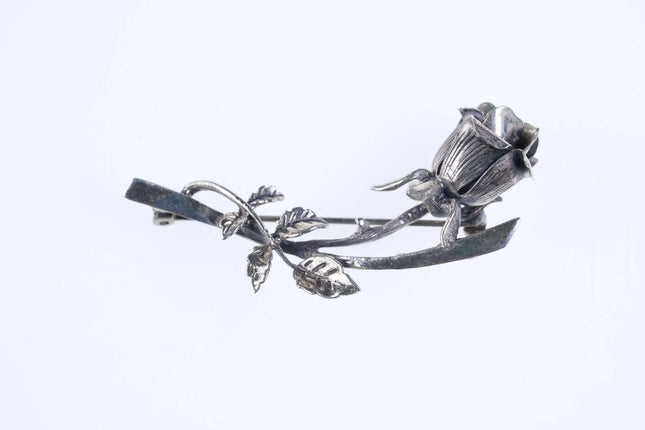 Vintage Beau Sterling rose brooch pin - Estate Fresh Austin