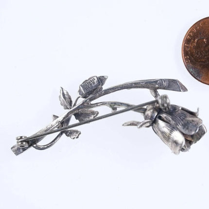 Vintage Beau Sterling rose brooch pin - Estate Fresh Austin