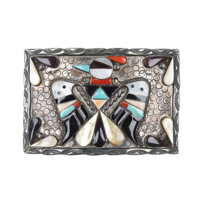Vintage Bobby and Corraine Shack Zuni Sterling Multistone Inlay belt buckle - Estate Fresh Austin
