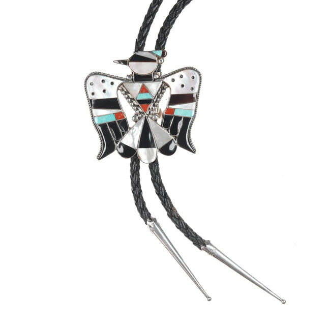 Vintage Bobby and Corraine Shack Zuni Sterling Multistone Inlay bolo tie - Estate Fresh Austin