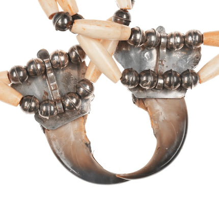 Vintage Bone and Faux Claw Sterling necklace with turquoise - Estate Fresh Austin