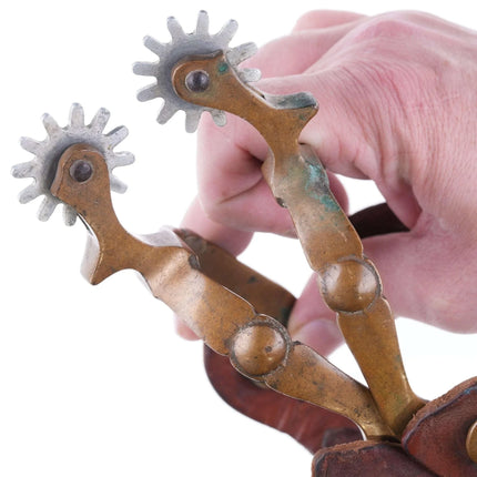 Vintage Bronze Texas Cowboy spurs with airplane metal rowels - Estate Fresh Austin