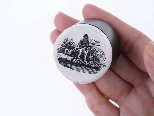 Vintage Ceramic pill box with hunter - Estate Fresh Austin