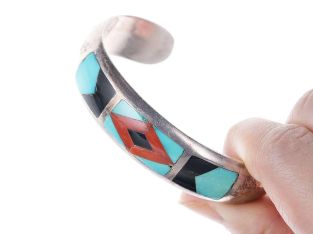 Vintage Channel inlay silver cuff bracelet - Estate Fresh Austin
